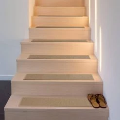 Solid Non-Slip Stair Treads 8.6" x 26" Beige (Set of 13) by World Rug Gallery -Shaw stor online beige 13 set world rug gallery stair tread covers 70160beige13pk 31 1000