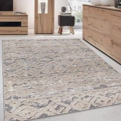 Modern Geometric Moroccan High-Low Beige 5 ft. x 7 ft. Area Rug by World Rug Gallery -Shaw stor online beige world rug gallery area rugs 4011beige5x7 31 1000