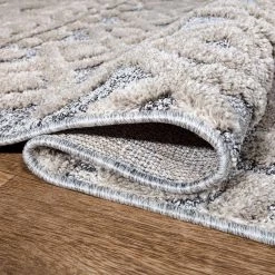 Modern Geometric Moroccan High-Low Beige 5 ft. x 7 ft. Area Rug by World Rug Gallery -Shaw stor online beige world rug gallery area rugs 4011beige5x7 44 1000