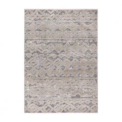Modern Geometric Moroccan High-Low Beige 5 ft. x 7 ft. Area Rug by World Rug Gallery