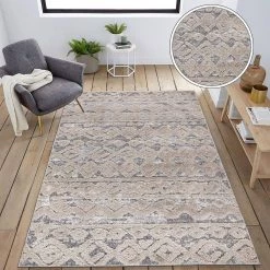 Modern Geometric Moroccan High-Low Beige 5 ft. x 7 ft. Area Rug by World Rug Gallery -Shaw stor online beige world rug gallery area rugs 4011beige5x7 c3 1000