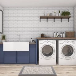 Frame Textline Beige 18 in. x 30 in. Anti-Fatigue Standing Mat by World Rug Gallery -Shaw stor online beige world rug gallery kitchen mats 1037beige18x30 4f 1000