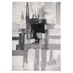 Modern Contemporary Abstract Black 7 ft. 10 in. x 10 ft. Indoor Area Rug by World Rug Gallery