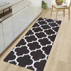 Black Contemporary Modern Moroccan Trellis 18 in. x 47 in. Anti Fatigue Standing Mat by World Rug Gallery -Shaw stor online black world rug gallery kitchen mats 816black18x47 31 1000