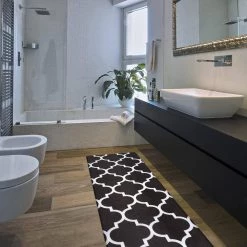 Black Contemporary Modern Moroccan Trellis 18 in. x 47 in. Anti Fatigue Standing Mat by World Rug Gallery -Shaw stor online black world rug gallery kitchen mats 816black18x47 4f 1000