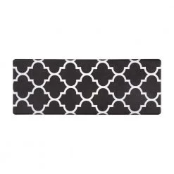 Black Contemporary Modern Moroccan Trellis 18 in. x 47 in. Anti Fatigue Standing Mat by World Rug Gallery
