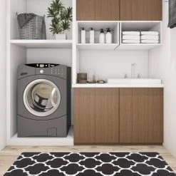 Black Contemporary Modern Moroccan Trellis 18 in. x 47 in. Anti Fatigue Standing Mat by World Rug Gallery -Shaw stor online black world rug gallery kitchen mats 816black18x47 c3 1000