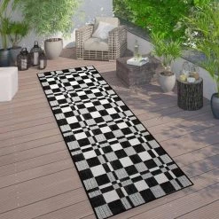 Black 2 ft. x 7 ft. Contemporary Plaid Flatweave Waterproof Backyard Indoor/Outdoor Area Rug by World Rug Gallery 13 Black 2 ft. x 7 ft. Contemporary Plaid Flatweave Waterproof Backyard Indoor/Outdoor Area Rug by World Rug Gallery -Shaw stor online black world rug gallery outdoor rugs 5004black2x7 31 1000