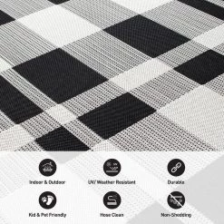 Black 2 ft. x 7 ft. Contemporary Plaid Flatweave Waterproof Backyard Indoor/Outdoor Area Rug by World Rug Gallery 12 Black 2 ft. x 7 ft. Contemporary Plaid Flatweave Waterproof Backyard Indoor/Outdoor Area Rug by World Rug Gallery -Shaw stor online black world rug gallery outdoor rugs 5004black2x7 4f 1000