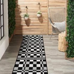 Black 2 ft. x 7 ft. Contemporary Plaid Flatweave Waterproof Backyard Indoor/Outdoor Area Rug by World Rug Gallery 11 Black 2 ft. x 7 ft. Contemporary Plaid Flatweave Waterproof Backyard Indoor/Outdoor Area Rug by World Rug Gallery -Shaw stor online black world rug gallery outdoor rugs 5004black2x7 c3 1000