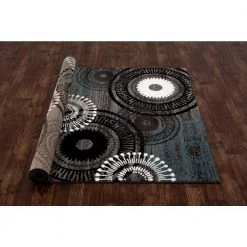 Contemporary Circles Blue Gray 6 ft. 6 in. x 9 ft. Area Rug by World Rug Gallery -Shaw stor online blue gray world rug gallery area rugs 119blue gray6x9 4f 1000