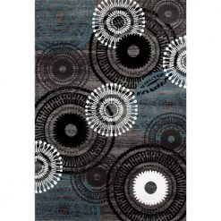 Contemporary Circles Blue Gray 6 ft. 6 in. x 9 ft. Area Rug by World Rug Gallery