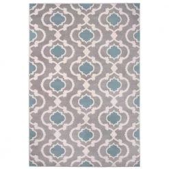 Contemporary Moroccan Trellis Gray/Blue 5 ft. 3 in. x 7 ft. 3 in. Indoor Area Rug by World Rug Gallery