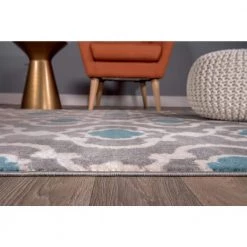 Contemporary Moroccan Trellis Gray/Blue 5 ft. 3 in. x 7 ft. 3 in. Indoor Area Rug by World Rug Gallery -Shaw stor online blue grey world rug gallery area rugs 310grayblue5x8 c3 1000