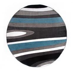 Contemporary Abstract Blue 6 ft. 6 in. Indoor Round Area Rug by World Rug Gallery
