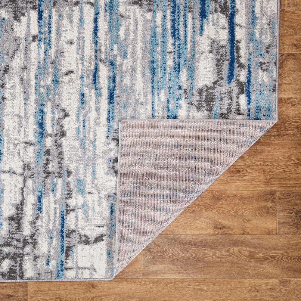 Blue 2 ft. x 7 ft. Vintage Abstract Modern Runner Area Rug by World Rug Gallery 3 Blue 2 ft. x 7 ft. Vintage Abstract Modern Runner Area Rug by World Rug Gallery - Image 3
