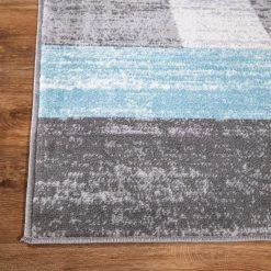 Blue 2 ft. x 7 ft. Modern Geometric Boxes Runner Area Rug by World Rug Gallery -Shaw stor online blue world rug gallery area rugs 2072blue2x7 1f 1000