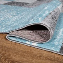 Blue 2 ft. x 7 ft. Modern Geometric Boxes Runner Area Rug by World Rug Gallery -Shaw stor online blue world rug gallery area rugs 2072blue2x7 4f 1000