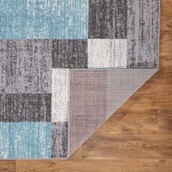 Blue 2 ft. x 7 ft. Modern Geometric Boxes Runner Area Rug by World Rug Gallery -Shaw stor online blue world rug gallery area rugs 2072blue2x7 66 1000
