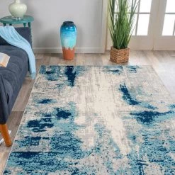 Distressed Contemporary Blue 7 ft. 10 in. x 10 ft. Area Rug by World Rug Gallery -Shaw stor online blue world rug gallery area rugs 235blue8x10 31 1000