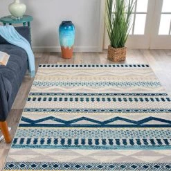 Boho Tribal Geometric Blue 7 ft. 10 in. x 10 ft. Area Rug by World Rug Gallery -Shaw stor online blue world rug gallery area rugs 244blue8x10 31 1000
