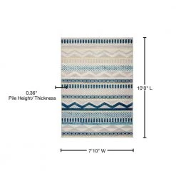 Boho Tribal Geometric Blue 7 ft. 10 in. x 10 ft. Area Rug by World Rug Gallery -Shaw stor online blue world rug gallery area rugs 244blue8x10 76 1000