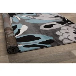 Modern Floral Flowers Blue 5 ft. 3 in. x 7 ft. 3 in. Indoor Area Rug by World Rug Gallery -Shaw stor online blue world rug gallery area rugs 374 blue 5x8 4f 1000