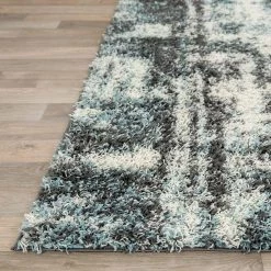 Blue 2 ft. x 7 ft. Modern Abstract Soft Plush Shag Runner Rug by World Rug Gallery -Shaw stor online blue world rug gallery area rugs 474blue2x7 4f 1000