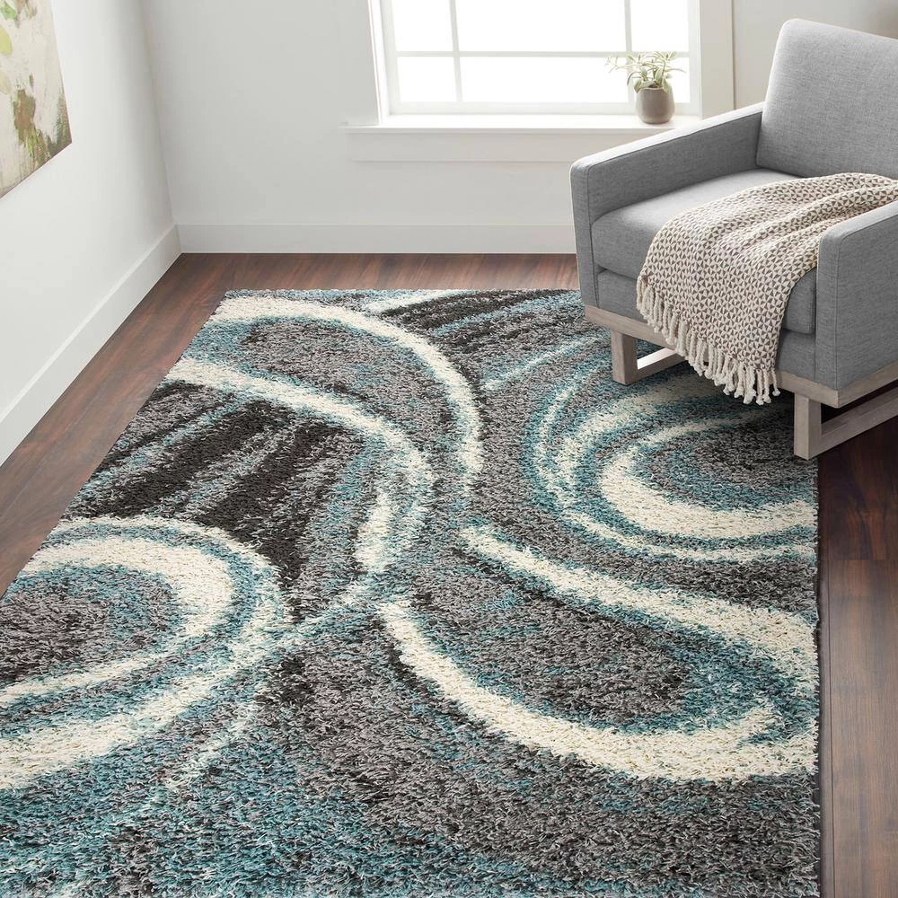Blue 5 ft. x 7 ft. Contemporary Cozy Plush Shag Area Rug by World Rug Gallery 6 Blue 5 ft. x 7 ft. Contemporary Cozy Plush Shag Area Rug by World Rug Gallery - Image 6