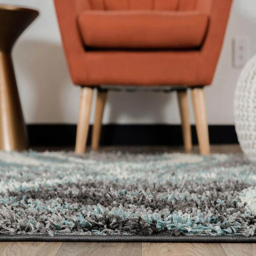 Blue 5 ft. x 7 ft. Contemporary Cozy Plush Shag Area Rug by World Rug Gallery 2 Blue 5 ft. x 7 ft. Contemporary Cozy Plush Shag Area Rug by World Rug Gallery - Image 2