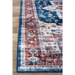 Blue 5 ft. x 7 ft. Distressed Traditional Machine Washable Area Rug by World Rug Gallery -Shaw stor online blue world rug gallery area rugs 7015blue5x7 1f 1000