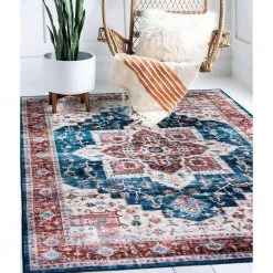 Blue 5 ft. x 7 ft. Distressed Traditional Machine Washable Area Rug by World Rug Gallery -Shaw stor online blue world rug gallery area rugs 7015blue5x7 44 1000