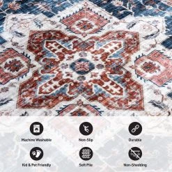 Blue 5 ft. x 7 ft. Distressed Traditional Machine Washable Area Rug by World Rug Gallery -Shaw stor online blue world rug gallery area rugs 7015blue5x7 4f 1000