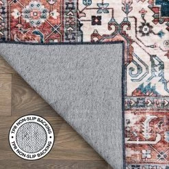 Blue 7 ft. 10 in. x 10 ft. Transitional Distressed Machine Washable Area Rug by World Rug Gallery -Shaw stor online blue world rug gallery area rugs 7018blue8x10 66 1000