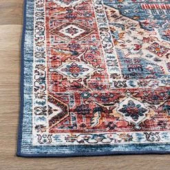 Blue 7 ft. 10 in. x 10 ft. Distressed Traditional Boho Machine Washable Area Rug by World Rug Gallery 13 Blue 7 ft. 10 in. x 10 ft. Distressed Traditional Boho Machine Washable Area Rug by World Rug Gallery -Shaw stor online blue world rug gallery area rugs 7024blue8x10 1f 1000