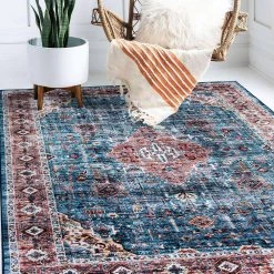 Blue 7 ft. 10 in. x 10 ft. Distressed Traditional Boho Machine Washable Area Rug by World Rug Gallery 14 Blue 7 ft. 10 in. x 10 ft. Distressed Traditional Boho Machine Washable Area Rug by World Rug Gallery -Shaw stor online blue world rug gallery area rugs 7024blue8x10 44 1000