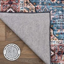 Blue 7 ft. 10 in. x 10 ft. Distressed Traditional Boho Machine Washable Area Rug by World Rug Gallery 10 Blue 7 ft. 10 in. x 10 ft. Distressed Traditional Boho Machine Washable Area Rug by World Rug Gallery -Shaw stor online blue world rug gallery area rugs 7024blue8x10 66 1000