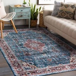 Blue 7 ft. 10 in. x 10 ft. Distressed Traditional Boho Machine Washable Area Rug by World Rug Gallery 11 Blue 7 ft. 10 in. x 10 ft. Distressed Traditional Boho Machine Washable Area Rug by World Rug Gallery -Shaw stor online blue world rug gallery area rugs 7024blue8x10 c3 1000