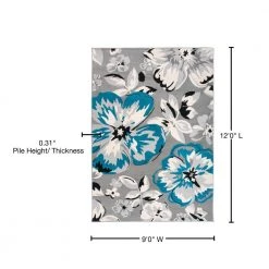 Modern Contemporary Floral Design Blue 9 ft. x 12 ft. Indoor Area Rug by World Rug Gallery -Shaw stor online blue world rug gallery area rugs 9098blue9x12 76 1000