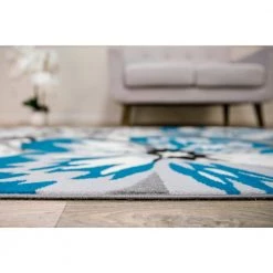 Modern Contemporary Floral Design Blue 9 ft. x 12 ft. Indoor Area Rug by World Rug Gallery -Shaw stor online blue world rug gallery area rugs 9098blue9x12 c3 1000
