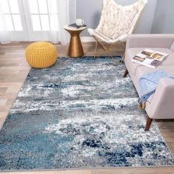Distressed Modern Abstract Watercolor Blue 7 ft. 10 in. x 10 ft. Area Rug by World Rug Gallery -Shaw stor online blue world rug gallery area rugs 928blue8x10 31 1000