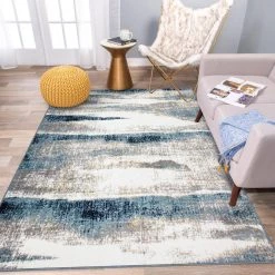 Contemporary Abstract Waves Blue 7 ft. 10 in. x 10 ft. Area Rug by World Rug Gallery -Shaw stor online blue world rug gallery area rugs 933blue8x10 31 1000