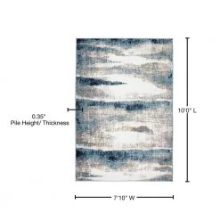 Contemporary Abstract Waves Blue 7 ft. 10 in. x 10 ft. Area Rug by World Rug Gallery -Shaw stor online blue world rug gallery area rugs 933blue8x10 76 1000