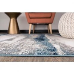 Contemporary Abstract Waves Blue 7 ft. 10 in. x 10 ft. Area Rug by World Rug Gallery -Shaw stor online blue world rug gallery area rugs 933blue8x10 c3 1000