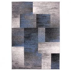 Contemporary Distressed Boxes Blue 7 ft. 10 in. x 10 ft. Indoor Area Rug by World Rug Gallery