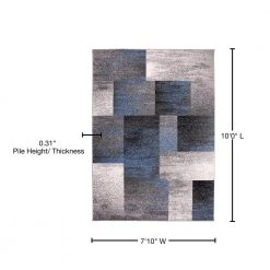 Contemporary Distressed Boxes Blue 7 ft. 10 in. x 10 ft. Indoor Area Rug by World Rug Gallery -Shaw stor online blue world rug gallery area rugs 956 blue 8x10 76 1000