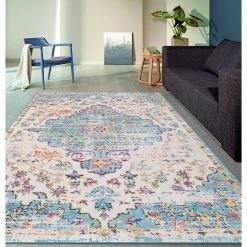 Vintage Traditional Bohemian 5 ft. x 7 ft. Blue Area Rug by World Rug Gallery -Shaw stor online blue world rug gallery area rugs mon837blue5x7 31 1000