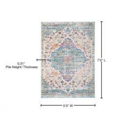 Vintage Traditional Bohemian 5 ft. x 7 ft. Blue Area Rug by World Rug Gallery -Shaw stor online blue world rug gallery area rugs mon837blue5x7 76 1000