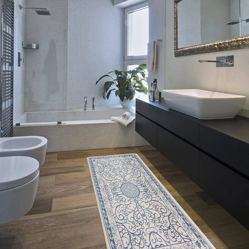 Traditional Bohemian Blue 18 in. x 47 in. Anti-Fatigue Standing Mat by World Rug Gallery 5 Traditional Bohemian Blue 18 in. x 47 in. Anti-Fatigue Standing Mat by World Rug Gallery - Image 5