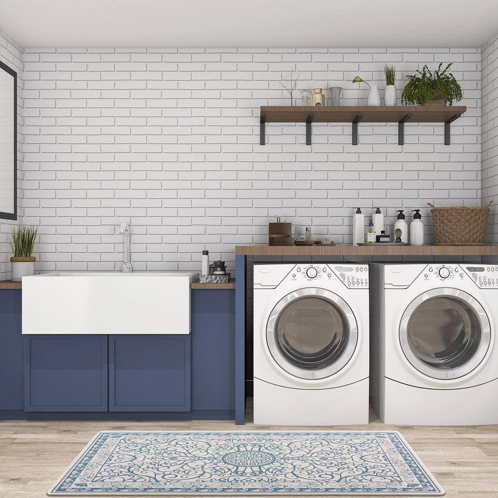 Traditional Bohemian Blue 18 in. x 47 in. Anti-Fatigue Standing Mat by World Rug Gallery 4 Traditional Bohemian Blue 18 in. x 47 in. Anti-Fatigue Standing Mat by World Rug Gallery - Image 4